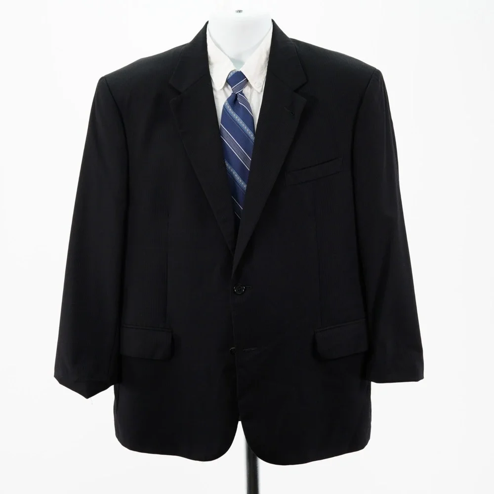 Jos A Bank Signature Collection Wool Black Striped Suit Jacket 44R Tagged 44S